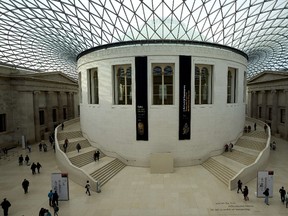 The Great Court inside the British Museum is pictured in central London on September 29, 2015. AFP PHOTO / NIKLAS HALLE'N