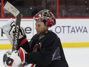 Senators goalie Craig Anderson during practice at the Canadian Tire Centre in Ottawa on Monday, Nov. 30, 2015.  Tony Caldwell/Ottawa Sun/Postmedia Network