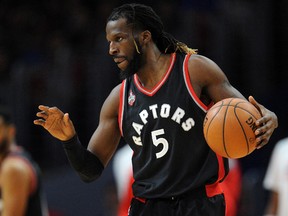 Raptors forward DeMarre Carroll controls the ball against the Clippers during NBA action in Los Angeles on Nov. 22, 2015. (Gary A. Vasquez/USA TODAY Sports)