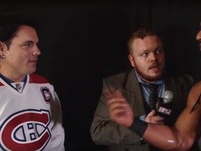 Sen. Patrick Brazeau and wrestler Jeremy Prophet in a screen grab from a Hannibal TV video on Youtube. (Ottawa Sun / Postmedia Network)