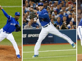 Blue Jays players LaTroy Hawkins (AP), Josh Donaldson (Postmedia Network), and Marcus Stroman(AFP).