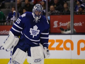Toronto Maple Leafs goalie Jonathan Bernier. (Craig Robertson/Toronto Sun/Postmedia Network)
