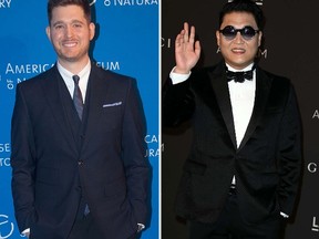 Michael Buble and Psy. (WENN.COM)