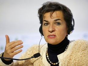 Christiana Figueres, Executive Secretary of the United Nations Framework Convention on Climate Change (UNFCCC), attends a news conference during the World Climate Change Conference 2015 (COP21) at Le Bourget, near Paris, France, December 2, 2015. (REUTERS/Stephane Mahe)