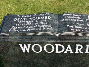 A picture of Dave's headstone is used as a memorial on her page. Script etched in the headstone describes David as the “most devoted husband, father, son, brother and friend.” FACEBOOK PHOTO
