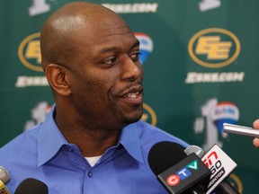 General manager Ed Hervey speaks during an Edmonton Eskimos year end media conference at Commonwealth Stadium in Edmonton, Alta., on Wednesday, December 2, 2015. Ian Kucerak/Edmonton Sun