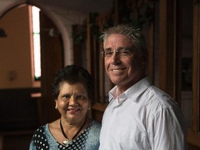 Brian Logel, chair of the Headwaters Refugee Group, is pictured with his wife Philomela at the Westminster United Church, in Orangeville, Ont., on Tuesday, Dec. 1, 2015. THE CANADIAN PRESS/Chris Young
