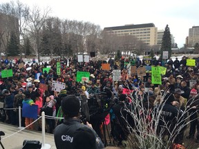 Bill 6 rally at the Alberta Legislature. (File photo)