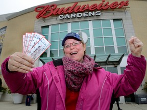 Leslie Matlack of London was first in line to get tickets CCMA 2016 award show at Budweiser Gardens. Matlack lined up last night at 10 p.m. for tickets. (MORRIS LAMONT, The London Free Press)