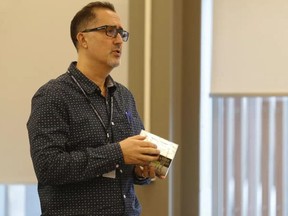 EMILY MOUNTNEY-LESSARD/The Intelligencer
Hastings Prince Edward Public Health health protection program manager Roberto Almeida speaks about contraband tobacco products during the board of health meeting Friday.