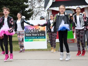 Members of Glee London sing and dance at the kick off of the 15th Annual Rockin' New YEars Eve celebration at Victoria Park in London on Friday. Glee London will be first to perform on the evening followed by a performance of local band Ivory Hours before headliner Sloan takes the stage.Derek Ruttan/The London Free Press/Postmedia Network