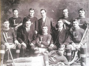 A young Eddie McKay, likely in his teens, is seen at the top left in this London hockey team photograph from about 1908, not long after he moved here. The photographer was George A. Henry of London. Other details are not available. Information about the team and McKay?s teammates would help a King?s University College history professor who is working on a biography of McKay. (Photo courtesy of Eugene Kittmer, Special to the Free Press)