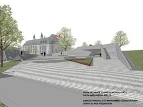 An updated Memorial design image that was presented at the June 2015 National Capital Commission Board meeting in Ottawa is shown in this handout image.
THE CANADIAN PRESS/HO