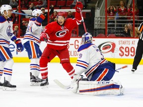 Hurricanes forward Jeff Skinner would be at the top of Carolina GM Ron Francis’ list of players to trade, but Francis might have to throw in a player to get rid of Skinner’s high salary. Mandatory Credit: James Guillory-USA TODAY Sports