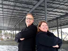 Gino Donato/Sudbury Star
Diggs & Dwellings co-owners Ian Worthington and Jen Reich show off the shell of their 13,000-square-foot store, being built on The Kingsway in this file photo.