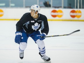 Toronto Maple Leafs Frank Corrado during practice at the MasterCard Centre for Hockey Excellence in Toronto, Ont. on Thursday October 8, 2015. (Ernest Doroszuk/Postmedia Network)