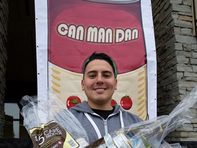 Dan Johnstone "Can Man Dan" poses for a photo as he collects donations for the Edmonton Food Bank at the Southgate Centre Safeway, 5015 - 111 Street, in Edmonton, Alta. on Sunday Dec. 6, 2015.