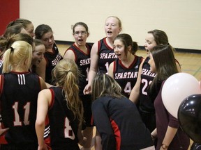 The St. Jerome's girls bring it in after winning its opening game against Paradise Valley on Friday afternoon. Both the senior girls and boys team finished fourth in this past weekend's home tournament.