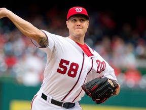 Washington Nationals relief pitcher Jonathan Papelbon delivers against the Philadelphia Phillies at Nationals Park on Sunday, Sept. 27, 2015, in Washington. (THE CANADIAN PRESS/AP Photo/Jacquelyn Martin)