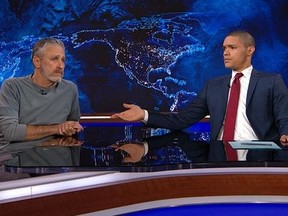 Jon Stewart returned to "The Daily Show" on Monday night with an important message. (@TheDailyShow/Twitter)