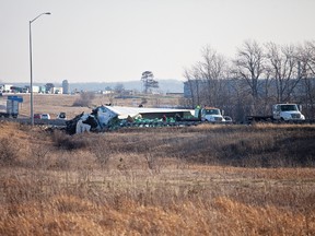 A crash closed the westbound lanes of Hwy. 401 at Napanee Wednesday morning. Meghan Balogh\Postmedia Network