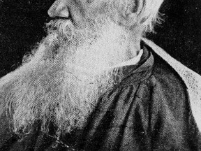 Count Leo Tolstoy, the Russian author of "War and Peace" and other works, is shown in this undated photo. More than 1,300 Russians are reading Leo Tolstoy's notoriously lengthy novel "War and Peace" aloud in a 60-hour marathon on national television. By Thursday morning, Dec. 10, 2015, the readers had made it through two of the four volumes of the novel. The event runs over four days and finishes Friday. (AP Photo)