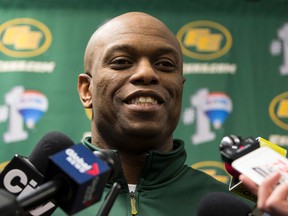 Eskimos GM Ed Hervey met with media at Commonwealth Stadium on Thursday to discuss the search for a new head coach. (Ian Kucerak, Edmonton Sun)