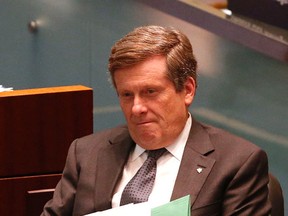 Mayor John Tory at a session of city council on Thursday. (Michael Peake/Toronto Sun/Postmedia Network)