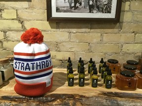 Illbury and Goose's Strathroy toque. The colours of the design were chosen in honour of local team the Strathroy Rockets. Submitted photo.