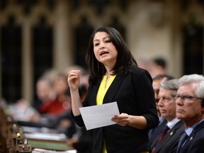 Minister of Democratic Institutions Maryam Monsef answers a question during question period in the House of Commons, on Parliament Hill, in Ottawa, on Friday, Dec. 11, 2015. THE CANADIAN PRESS/Sean Kilpatrick