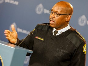 Toronto Police Chief Mark Saunders said he's waiting for the outcome of eight UberX court cases so he'll have a better idea of what's required of the force to crack down on the ridesharing service. (Dave Thomas/Toronto Sun/Postmedia Network).