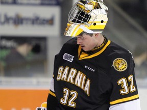 Some sources are indicating the Sarnia Sting are searching for an experienced goaltender prior to January's Ontario Hockey League trade deadline. But with current starter Justin Fazio posting top-10 numbers in wins, goals against average and minutes played, the Sting might be better off focusing their trade efforts elsewhere. Steph Crosier/Kingston Whig-Standard/Postmedia Network