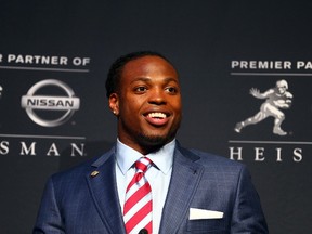 Alabama running back Derrick Henry speaks to the media during a press conference at the New York Marriott Marquis after winning the 2015 Heisman Trophy on December 12, 2015. (Brad Penner-USA TODAY Sports)