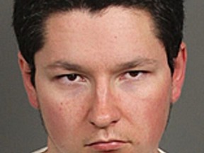 Carl James Dial Jr., 23, is shown in this booking photo provided by the Riverside County Sheriff's Department in Indio, California December 12, 2015.  Dial was arrested on suspicion of carrying out a hate crime and arson, online jail records showed and the arrest was in connection with a fire at a southern California mosque, according to media reports.  REUTERS/Riverside County Sheriff's Dept/Handout via Reuters