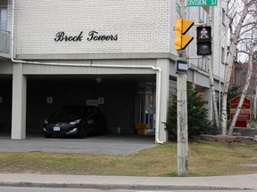 Homestead Land Holdings Limited's Brock Towers at 346 Brock St. in Kingston, Ont. on Sunday December 13, 2015. Homestead has applied to be able to ticket vehicles parked on their property at various locations. Steph Crosier/Kingston Whig-Standard/Postmedia Network