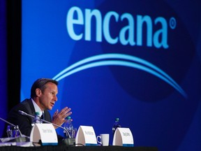 President and CEO of Encana Doug Suttles addresses shareholders at the company's annual meeting in Calgary, Alberta, in this file photo taken May 13, 2014. (Reuters)