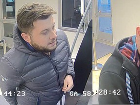 Gatineau Police say these two men are being sought after a series of bank ATM frauds in the city. (Submitted images, Ottawa Sun / Postmedia Network)