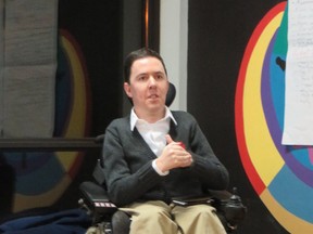 Jeff Preston, local accessibility advocate and Fanshawe College professor in media studies, spoke at a recent event about accessibility hosted by Northeast Community Conversations Group. (Photo submitted)