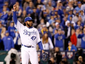 World Series champion pitcher Johnny Cueto signed a six-year deal with the Giants worth a reported $130 million on Monday, Dec. 14, 2015. (Sean M. Haffey/Getty Images/AFP)