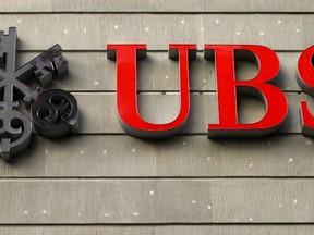 The logo of Swiss bank UBS is seen at an office building in Zurich July 27, 2015. (REUTERS/Arnd Wiegmann)