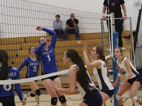 The Concordia Thunder women’s volleyball team faced the Keyano Huskies in a recent match (Supplied photo).