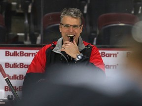 Ottawa Senators head coach Dave Cameron during practice at the Canadian Tire Centre in Ottawa Tuesday, Dec 15, 2015.  (Tony Caldwell/Ottawa Sun/Postmedia Network)