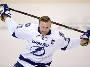 Tampa Bay Lightning centre Steven Stamkos warms up before playing against the Toronto Maple Leafs at Air Canada Centre in Toronto on Dec. 15, 2015. (Tom Szczerbowski/USA TODAY Sports)