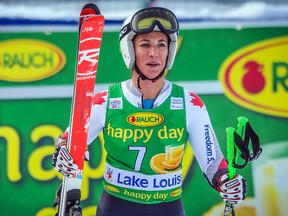 Canada's Larisa Yurkiw finished first during training for a downhill race in Val d'Isere, France, on Wednesday, Dec. 16, 2015. (Sergei Belski/USA TODAY Sports/FILES)