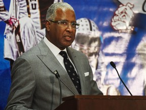 In this Wednesday, October 28, 2015 photo, Birmingham Mayor William Bell speaks during the press conference for the 74th Annual Magic City Classic presented by Coca-Cola in Birmingham, Ala. Bell, the mayor of Alabama's largest city, got into a fight with Councilman Marcus Lundy during a meeting Tuesday, Dec. 15, sending both men to the hospital. (Tamika Moore/AL.com via AP)