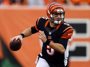 Bengals quarterback AJ McCarron will have a full week of practice with the starting offence this week, knowing he'll make his first NFL start on Sunday in San Francisco because Andy Dalton is hurt. (AP Photo/Gary Landers/File)