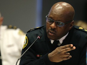 Chief Mark Saunders at the Toronto Police Services Board meeting on Thursday, December 17, 2015. (Craig Robertson/Toronto Sun)