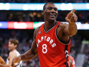 Raptors' Bismack Biyombo will try to be a thorn in the side of the Miami Heat on Friday. (USA TODAY SPORTS/PHOTO)
