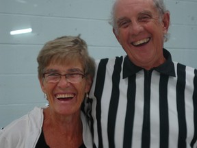 Longtime minor hockey referee Ian Edmunds and his wife Kathy are celebrating their 43rd wedding anniversary Friday. Ian Edmunds was honoured by the Kingston & District Hockey Referees Association Thursday night. (Supplied photo)