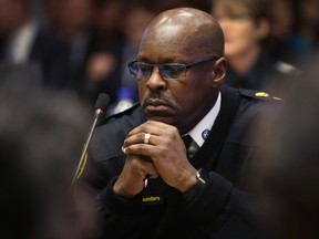 Police Chief Mark Saunders at the Toronto Police Services Board meeting Thursday, December 17, 2015. (Craig Robertson/Toronto Sun)